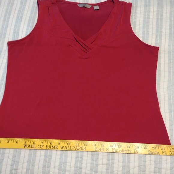 Investments Large Pink Soft Stretch Sleeveless Blouse with Draped V-Neck - Picture 8 of 8